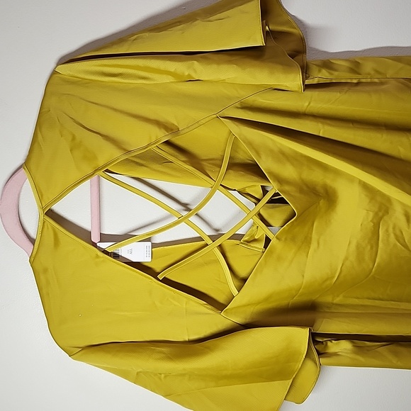 Anthropologie Pilcro Open Cross-back Kimono Golden Yellow Kaftan Front Tie O/S - Picture 12 of 14